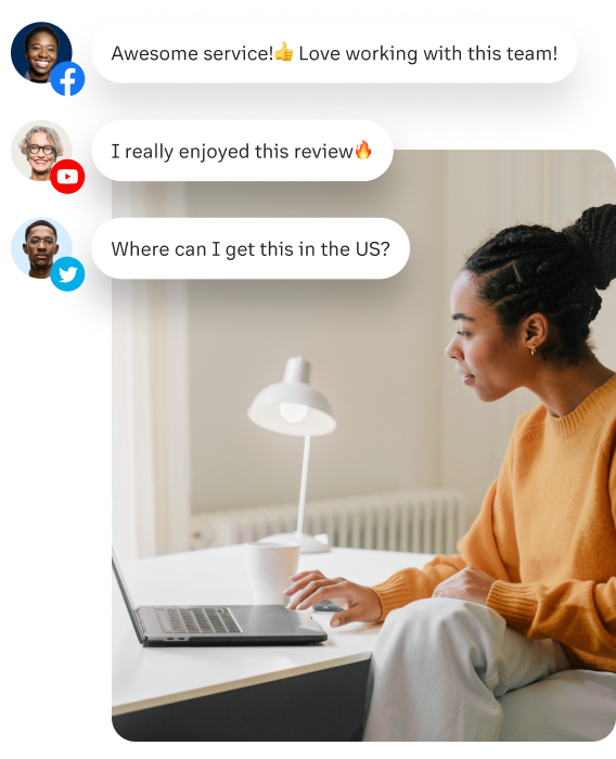 A woman reading reviews