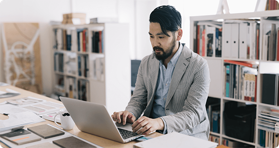 Man working on a laptop